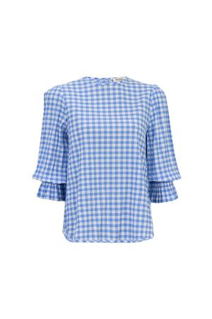Viviana Wide-Collar Bishop-Sleeve Blusa 752996