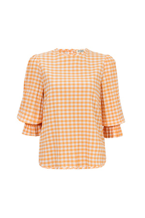 Viviana Wide-Collar Bishop-Sleeve Blusa 752996