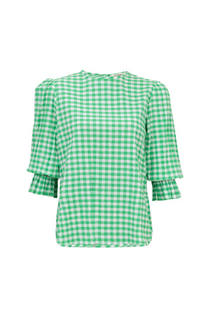 Viviana Wide-Collar Bishop-Sleeve Blusa 752996