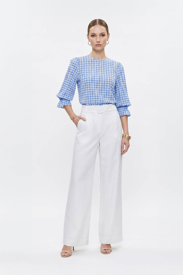 Viviana Wide-Collar Bishop-Sleeve Blusa 752996