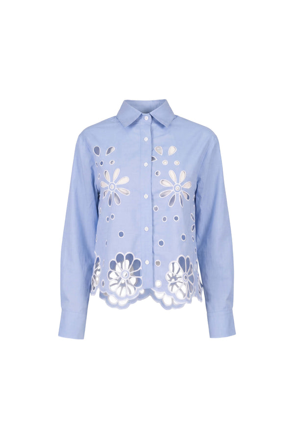 Nicoletta Eyelet Cutout Shirt Blusa 753034 AZU