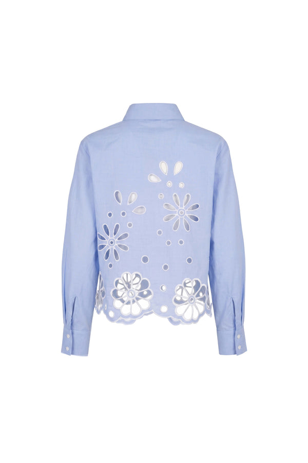 Nicoletta Eyelet Cutout Shirt Blusa 753034 AZU