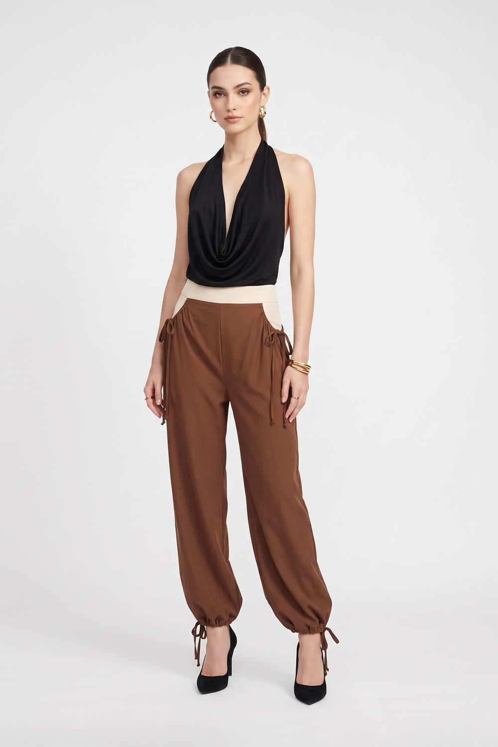 Cassandra Contrast Waistband Drawstring Balloon Pantalón 532182 COG