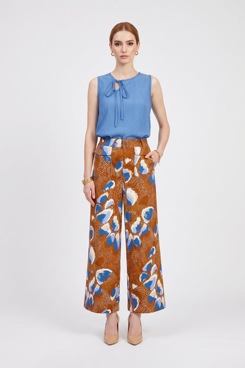 Renata Tie-Neck Keyhole Sleeveless Blusa 753041 AZU