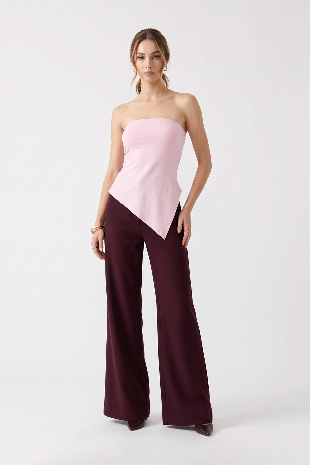 Alexa Asymmetrical Strapless White Top 753045 ROS