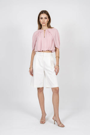 Olimpia High-Waist Pleated Bermudas (Solo Bermuda) 830047 HUE