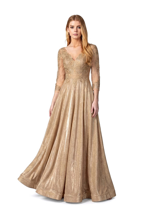 Olimpia V-Neck 3/4-Sleeve Vestido Fiesta 421452 DOR