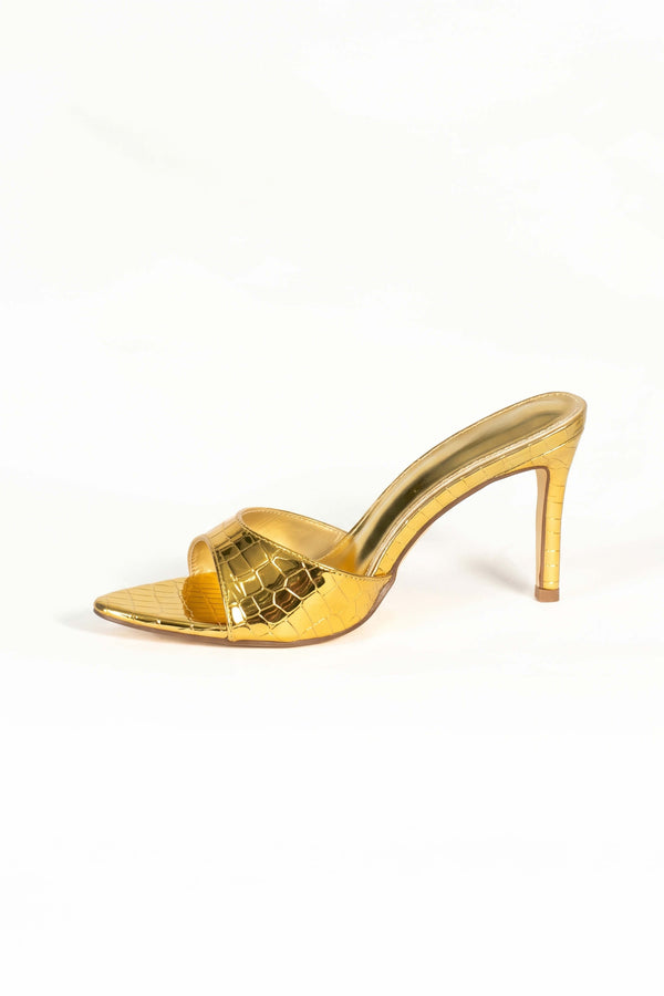 Paulina Metallic Croc High Stiletto Mules ZA02393 DOR