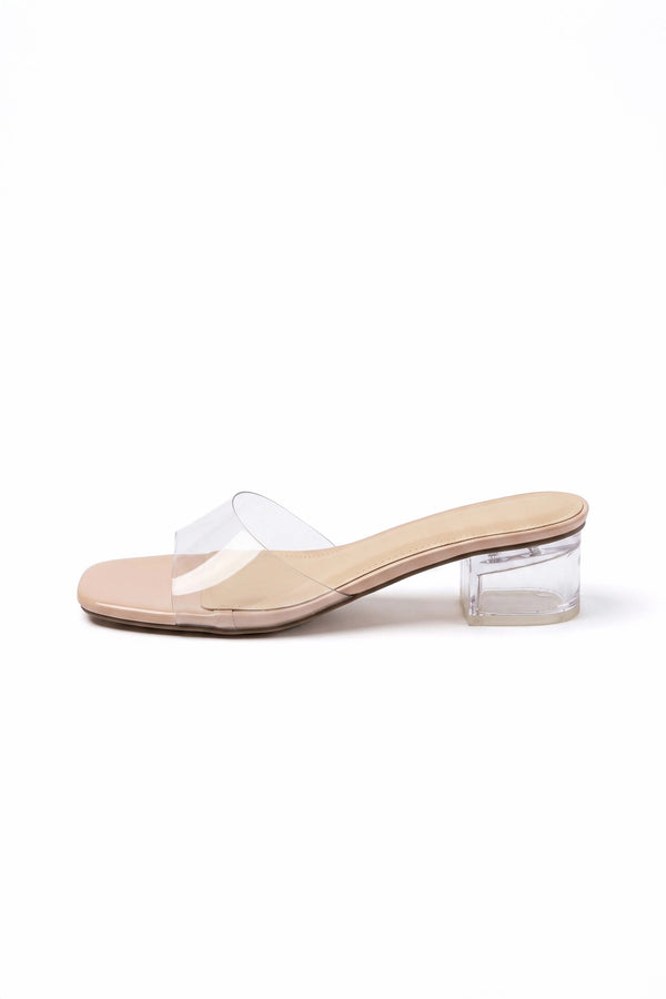 Lucia Clear Vinyl Block Heel Mules ZA02394