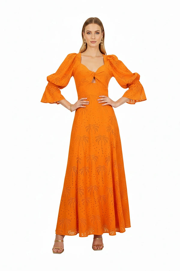 Aaliyah Eyelet Maxi Vestido - Reina Diaz