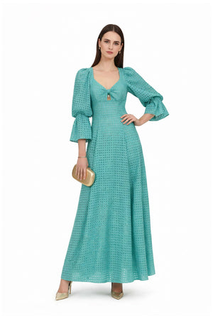 Aaliyah Eyelet Maxi Vestido - Reina Diaz