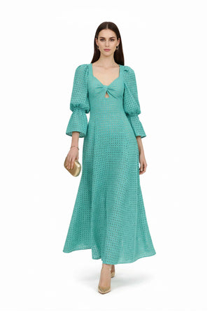 Aaliyah Eyelet Maxi Vestido - Reina Diaz