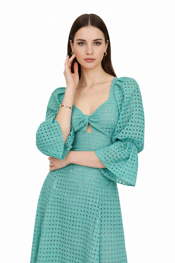 Aaliyah Eyelet Maxi Vestido - Reina Diaz