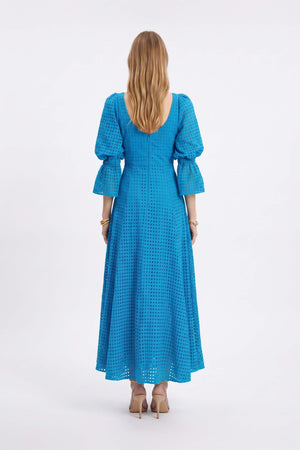 Aaliyah Eyelet Maxi Vestido 723096 AZU - Reina Diaz