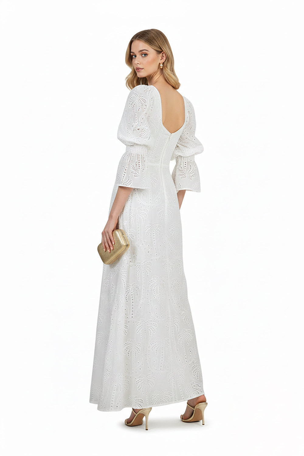 Aaliyah Eyelet Maxi Vestido 723096 HUE - Reina Diaz