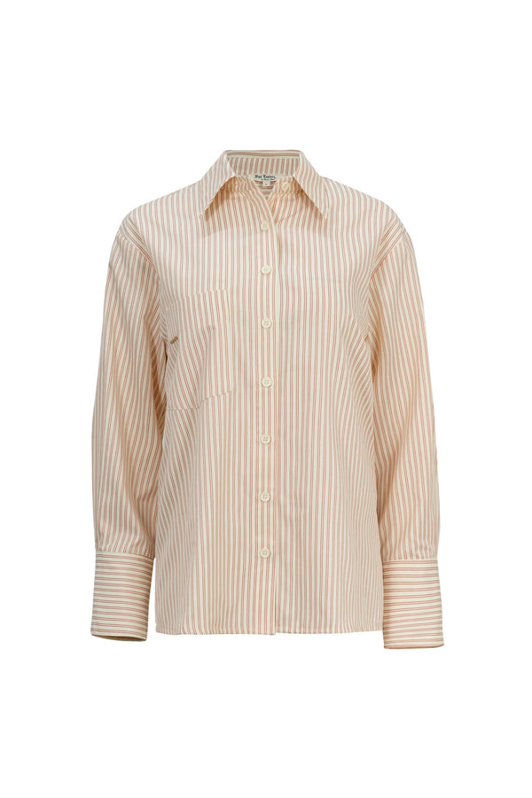 Adelina Ruffle-Trim Striped Camisa 752934 - Reina Diaz