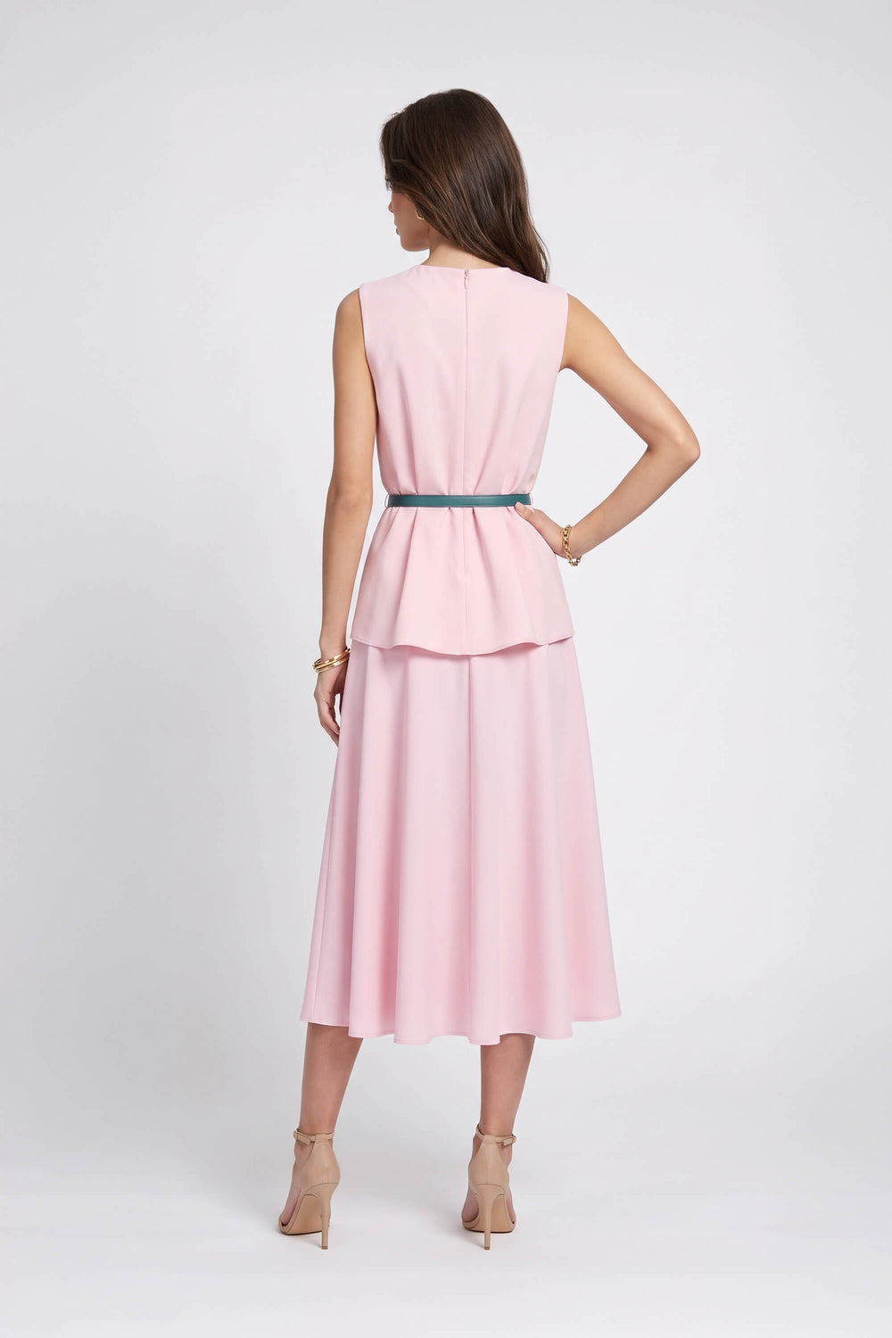 Adriana Belted Peplum Sleeveless Blusa 554325 ROS - Reina Diaz