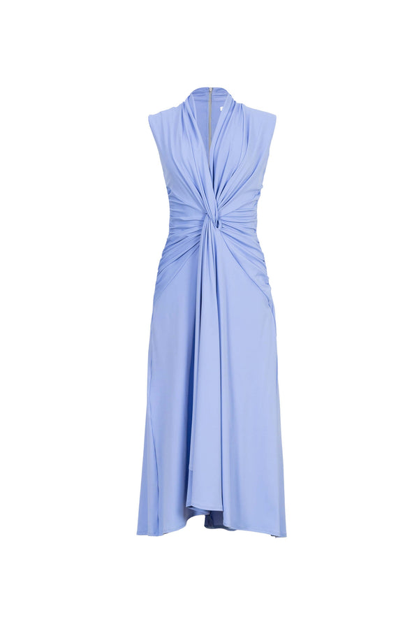 Adriana Draped Knot Sleeveless Midi Vestido 526155 PER - Reina Diaz