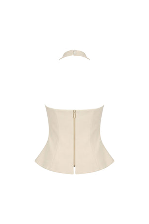 Adriana Halter Peplum Top 501559 BEI - Reina Diaz