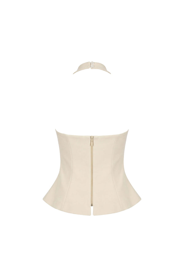 Adriana Halter Peplum Top 501559 BEI - Reina Diaz