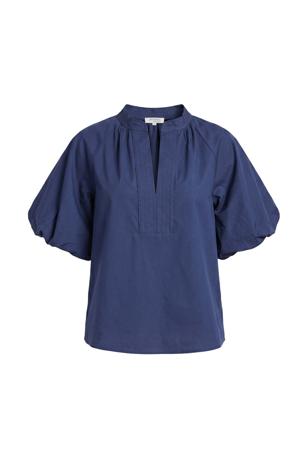 Adriana Puff Sleeve V-Neck Blusa 752975 AZU - Reina Diaz