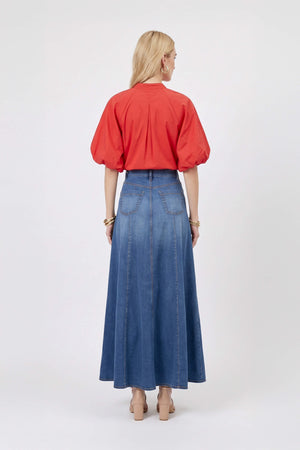 Adriana Puff Sleeve V-Neck Blusa 752975 ROJ - Reina Diaz