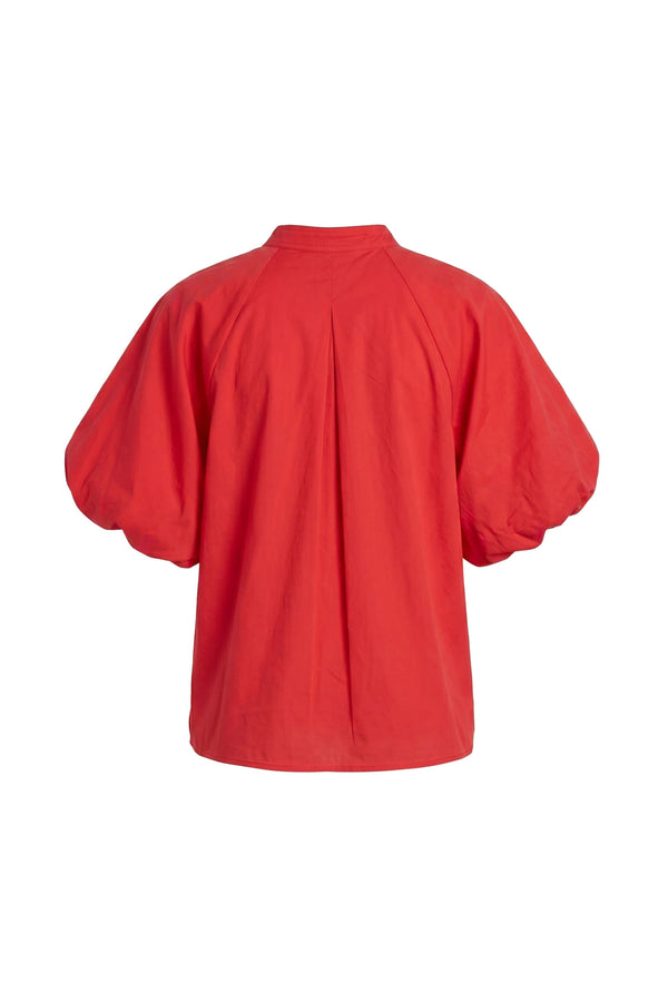 Adriana Puff Sleeve V-Neck Blusa 752975 ROJ - Reina Diaz