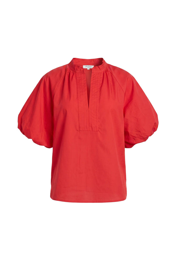 Adriana Puff Sleeve V-Neck Blusa 752975 ROJ - Reina Diaz