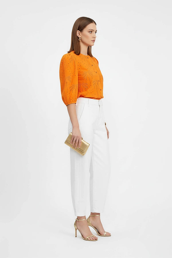 Alaia Tropical Eyelet Blusa - Reina Diaz