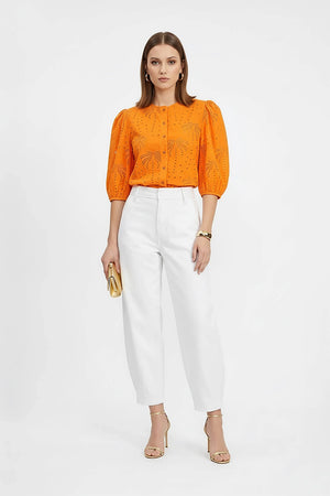 Alaia Tropical Eyelet Blusa - Reina Diaz