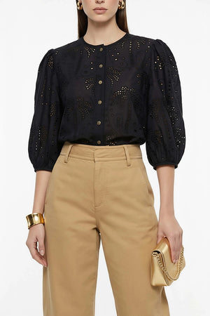 Alaia Tropical Eyelet Blusa - Reina Diaz