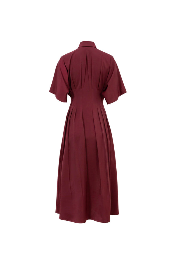 Alessandra Pleated Midi Vestido - Reina Diaz