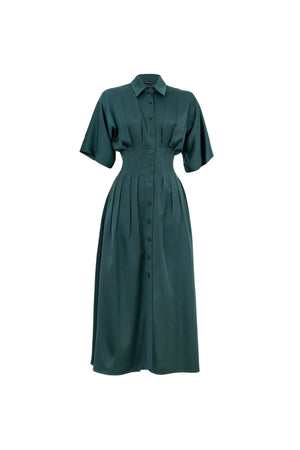 Alessandra Pleated Midi Vestido - Reina Diaz