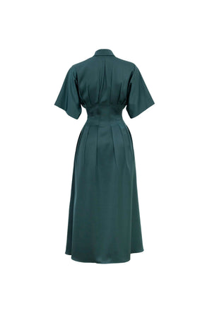 Alessandra Pleated Midi Vestido - Reina Diaz