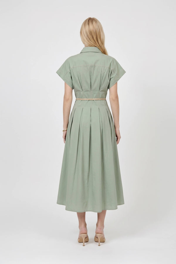 Alessia Keyhole Smocked-Cuff Vestido 723137 - Reina Diaz