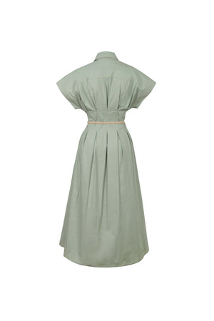 Alessia Keyhole Smocked-Cuff Vestido 723137 - Reina Diaz