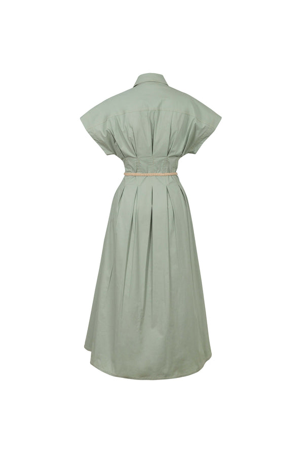Alessia Keyhole Smocked-Cuff Vestido 723137 - Reina Diaz