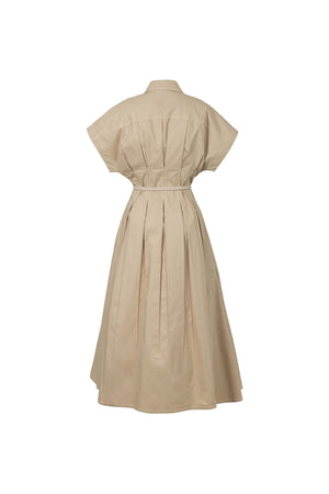 Alessia Keyhole Smocked-Cuff Vestido 723137 - Reina Diaz