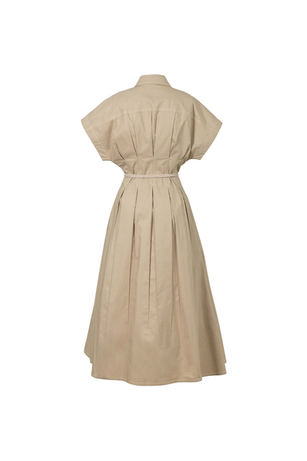 Alessia Keyhole Smocked-Cuff Vestido 723137 - Reina Diaz