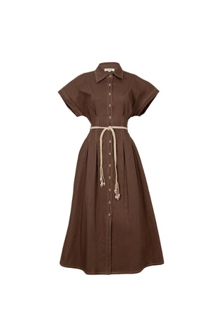 Alessia Keyhole Smocked-Cuff Vestido 723137 - Reina Diaz