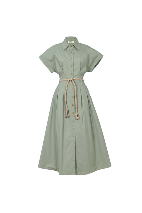 Alessia Keyhole Smocked-Cuff Vestido 723137 - Reina Diaz