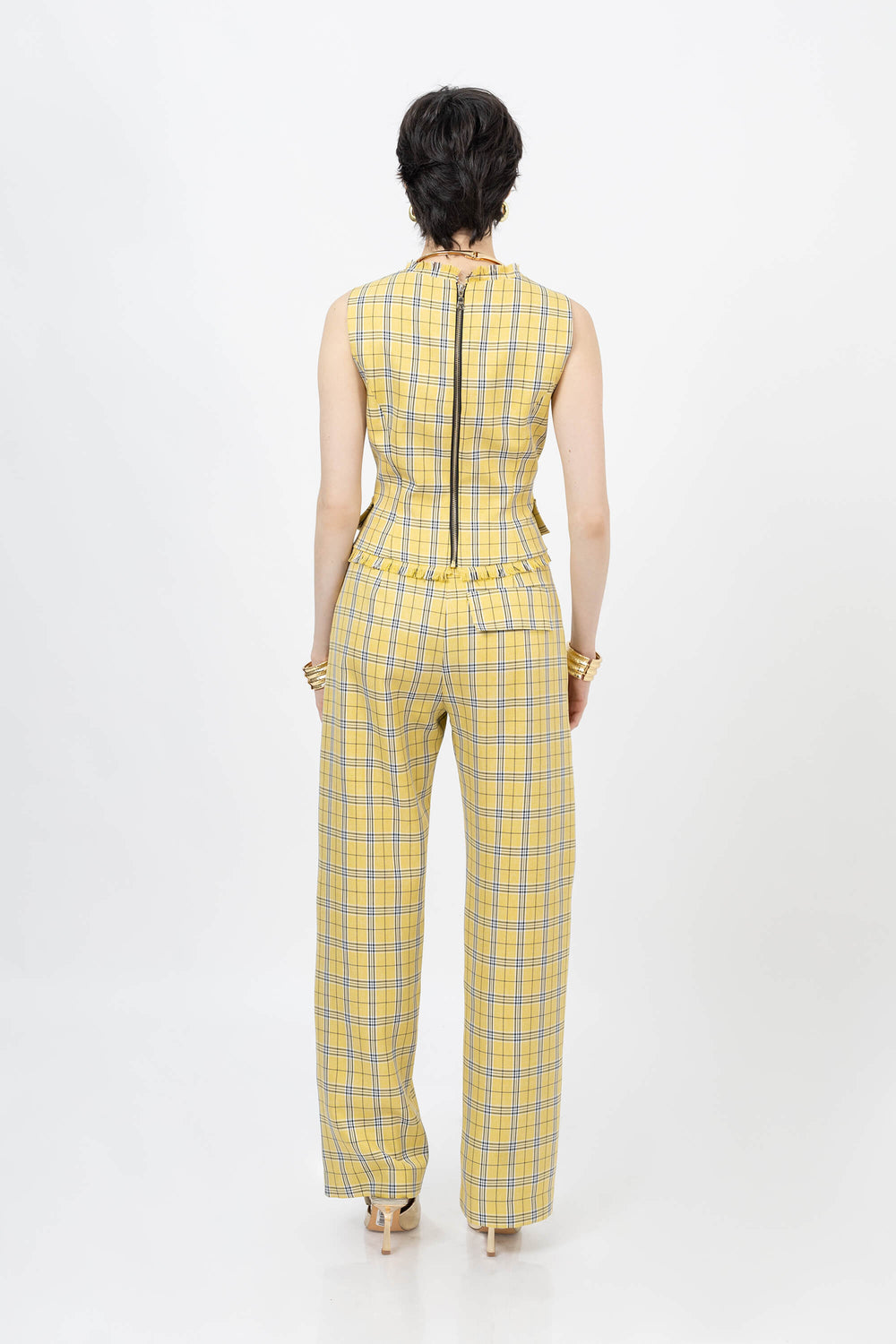 Alessia Plaid Double-Breasted Saco 501545 AMA - Reina Diaz