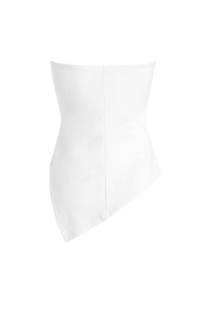 Alexa Asymmetrical Strapless White Top 753045 HUE - Reina Diaz