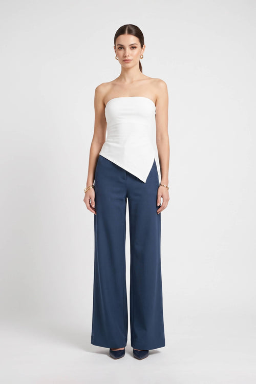 Alexa Asymmetrical Strapless White Top 753045 HUE - Reina Diaz