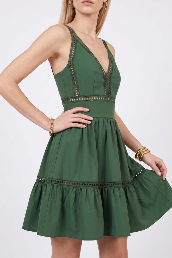 Alexa Ladder-Trim Cami Mini Vestido 723164MIL - Reina Diaz