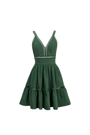 Alexa Ladder-Trim Cami Mini Vestido 723164MIL - Reina Diaz