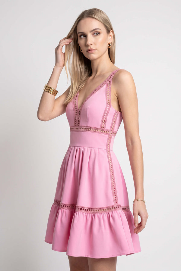 Alexa Ladder-Trim Cami Mini Vestido 723164ROS - Reina Diaz