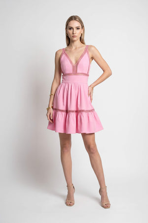 Alexa Ladder-Trim Cami Mini Vestido 723164ROS - Reina Diaz