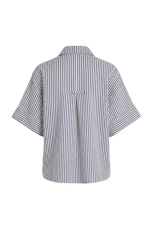 Alexa Striped Short Sleeve Blusa 752982 DEN - Reina Diaz