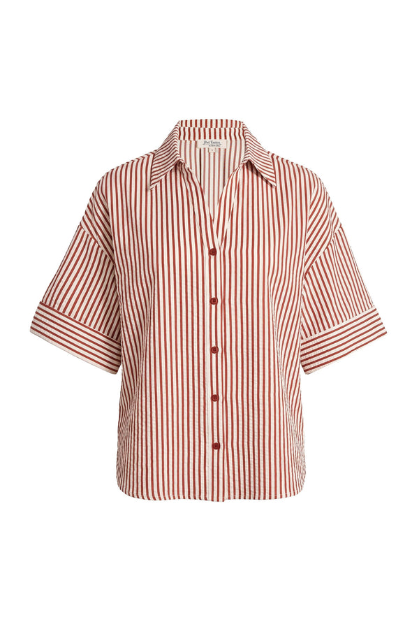 Alexa Striped Short Sleeve Blusa 752982 LAD - Reina Diaz